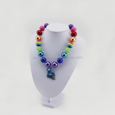 China Rainbow Pendant Chunky Bubblegum Necklace Little Pony Chunky Bubblegum Necklace Rainbow Character Summer Necklace for sale