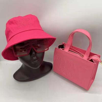 China Wholesale Fashion Protect Color Women Luxury Famous Brand Ladies Handbags Glass Hat Sunglasses Purse 3 Piece Set for sale