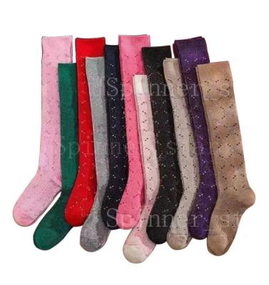 China 2022 fashion brand double QUICK DRY gg thongs 100% cotton women luxury designer long socks for sale