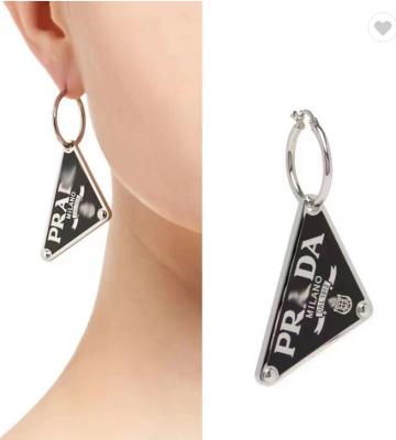 China Prad brand designer brand style metal enamel triangular earring luxury famous fresh Western religious Wholesale Jewelry Necklace for sale