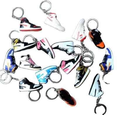 China Cute Keychains Wholesale 3D Mini Sneakers AJ Jordan Shoe Key Chain Rubber Models With Box Key Chain for sale