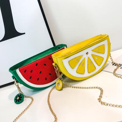 China Round fashion watermelon bag cartoon fruit bag tide watermelon handbag chain shoulder bag for sale