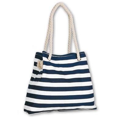 China Standard Size Striped Beach Tote Bag , 100% Eco - Friendly Canvas Beach Tote for sale