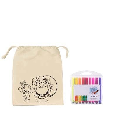 China 28x32cm Promotional Drawstring Bags / DIY Coloring Painting Bag For Kids for sale