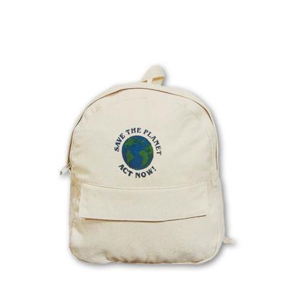 China White Color Leisure Canvas Backpack Durable Kids Casual Canvas Rucksack for sale