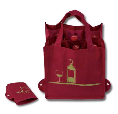 China Reusable Foldable Grocery Bags , 6 Bottle Non Woven Wine Bottle Bags for sale