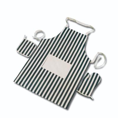 China Stripped Pattern Cotton Kitchen Aprons Casual Style Custom Cooking Apron for sale