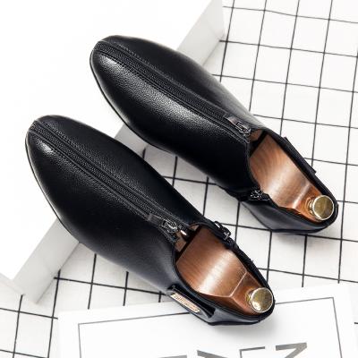 China Fashion Trend Wholesale Fashion Cheap Men's Leather Shoes Handmade Zipper Casual Shoes for sale