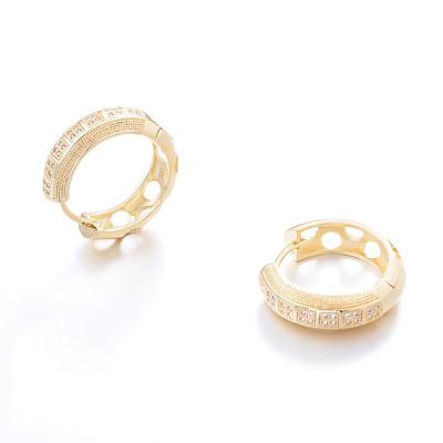 China Environmental Friendly Korean Jewelry Retro Round Rhinestone 18K Gold Plated Zircon Crystal Hoop Earrings Female Huggie Earrings for sale