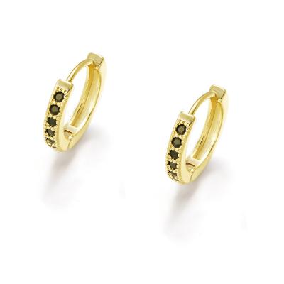 China Romantic Huggies Earrings 18K Real Gold Plated Lightweight Micro Pave CZ For Gift for sale