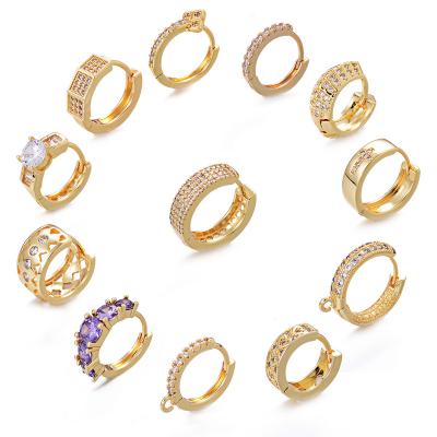 China Fast Delivery Real Zirconia Gemstone Circle Earrings 18k Gold Plated Earrings Fashion Huggies Crystal Diamond Earrings for sale