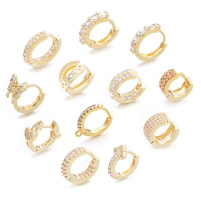 China 2022 Trendy Wide Zircon Earring 18K Gold Plated Chunky Hoop Fashion Jewelry Wide Stud Earrings Wholesale Trendy for sale