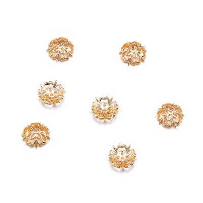 China Trendy Jewelry Findings 18K Gold Plated Brass Hollow Flower End Bead Spacer Bead Caps For Bracelet Necklace Earring Opens Jewelry Making for sale