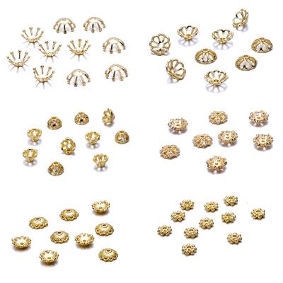 China Fashionable.Popular.Ladies 18K Gold Plated Hollow Filigree Flower Bead Caps Spacer Beads Bali Style Jewelry Findings For Necklace Bracelet Making End Beads for sale