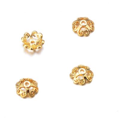 China Environmental Friendly 18K Gold Thin Bangle Jewelry Making Accessories Gold Filled Bead Caps Flower Spacer Bead Brass Bead Caps for sale