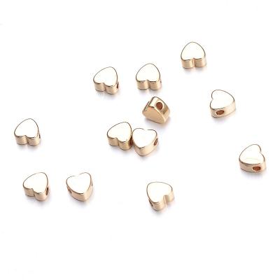 China Classic 5MM Heart 18K Spacer Metal Gold Plated Loose Beads For DIY Handmade Jewelry Making Bracelets Necklace Loose Copper Beads Crafts for sale