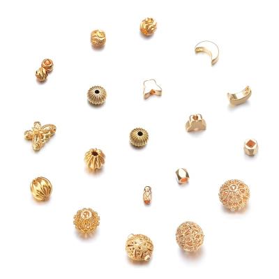 China Wholesale Eco-friendly Jewelry Findings Components 18K Gold Plated Brass Loose Beads Isolation Spacer Beads For Jewelry Making Accessories for sale