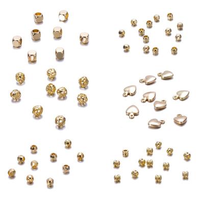 China Fashionable.Popular.Ladies 18K Gold Plated Ball Spacer Beads Matching Metal Loose Beads Jewelry Making Accessories For Earring Bracelet Necklace Loose Beads for sale