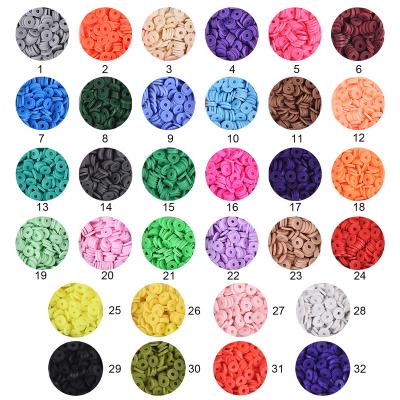 China E-Co Clay Beads Friendly For Bracelet Making, 24 Colors Polymer Clay Beads 6mm Flat Round Spacer Heishi Beads With Pendant Charms Kit for sale