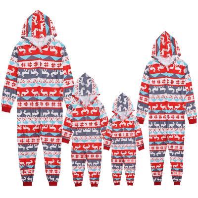 China Christmas Printed Onesie Pajamas Round Neck Sleeve Homewear Family Sleepwear Suit 2021 Long Viable Wholesale Viable For Kids And Adults for sale