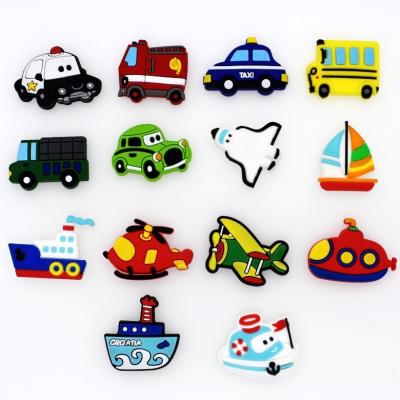 China 2021 Designer Custom Cute Cartoon Car Flat Boat PVC Decoration Waterproof Waterproof Charms Gift for Kids Crocs Shoes Sandals for sale