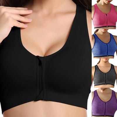 China 2021 Front Zipper Plus Size Wireless Bra Sexy Crop Top Sports Yoga Fitness Gym Breathable Seamless Padded Bras For Women for sale