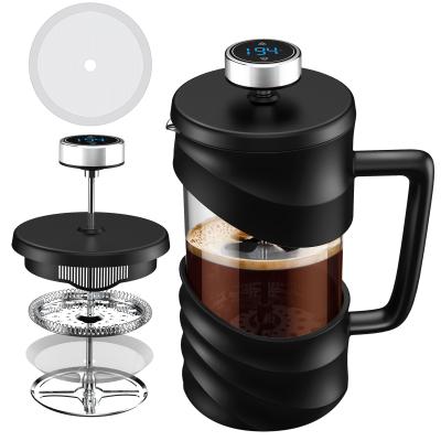 China 2021 sustainable new product treding exclusively developed and designed coffee french press with temperature and time display for sale