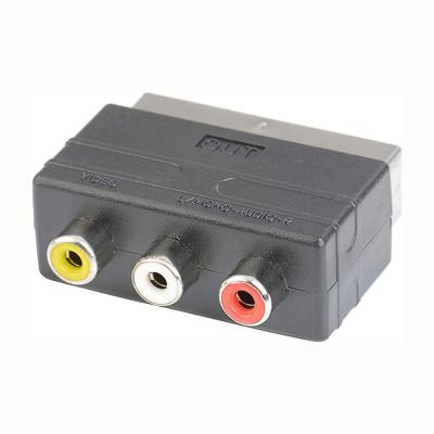 China DVD Player 20 Pin SCART To 3 RCA AV Audio Video Input Port Converter For Game Players, TVs, DVDs, VCRs for sale