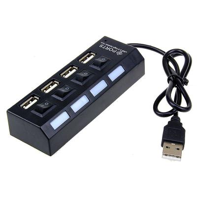 China Charging+Data Transfer New 4 Ports USB 2.0 Hub Slim Slim High Speed ​​USB Hub With Cable For Laptop PC Computer Black/White Wholesales for sale