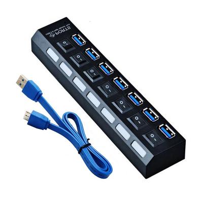 China For Keyboard/MacBook/Mac Pro/Mac Mini /iMac/Surface Pro/PC/Flash Drive USB Hub, USB 3.0 Multi Hub 7-Port USB Splitter Hub with Switch for Computer pc laptop for sale