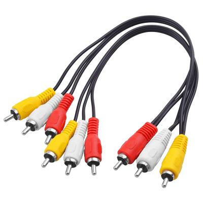 China DVD Player 3 RCA Male Jack To 6 RCA Male Plug AV Video Splitter Audio Adapter Cable for sale