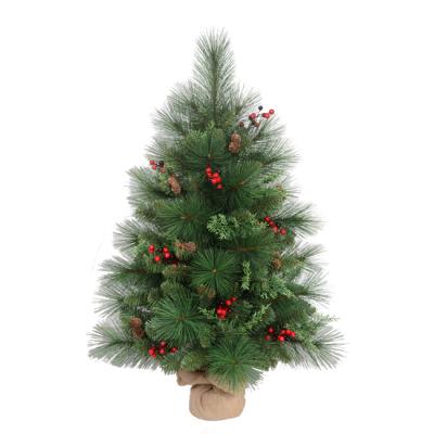 China Hinged Mini PE PVC Hard Needle Decorated Table Christmas Tree For Decoration for sale