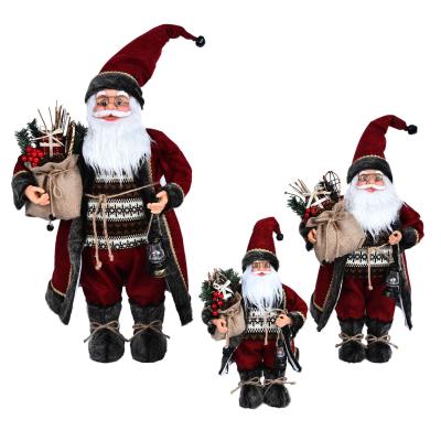 China Plush Santa Claus Figurines Santa Claus Doll Children Christmas Cloth Decorations for sale