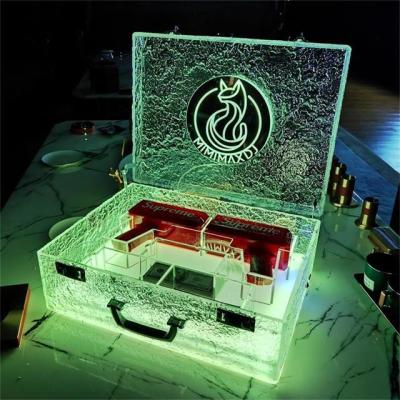 China Factory Customized Glow Prop Box Display Bar Nightclub Prop Suitcase LED Champagne Carry Case VIP Bottle Holder Shovel Glow Box for sale