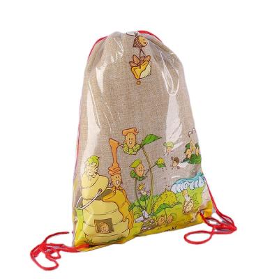 China Recyclable Clear Plastic Drawstring Backpack With Full Color Custom Printing For Shopping for sale