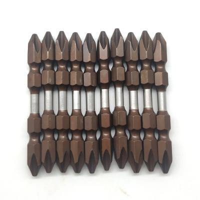 China Custom S2 Material Single Double End Double End Magnetic Oxide PH2 Logo And Label S2 Magnetic Bronze Screwdriver Bit for sale