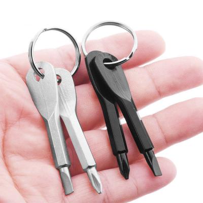 China Handheld Carry Slotted Phillips Screwdriver With Chain Ring Key EDC Key Outdoor Easy Key EDC Screwdriver for sale