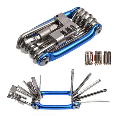 China Portable Bicycle Repair Tool Mountain Bike Repair Tool with Chain Cutter Combination Recycling Equipment 11 in 1 Bicycle Repair Tool for sale