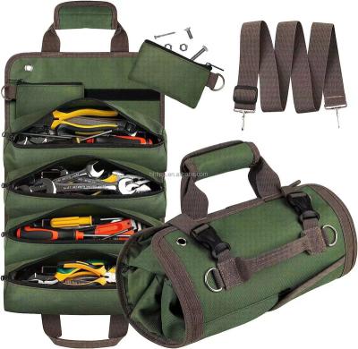 China Waterproof durable Rolling up Portable Tote Bag Tool Carrier with 2 Detachable Pockets Tool Organizer for Technician Maintenance and Electrician for sale