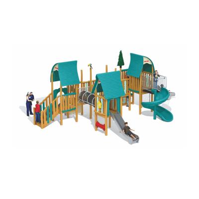 China Kids Outdoor Play Center Wooden Garden Swing Outdoor Playground for sale