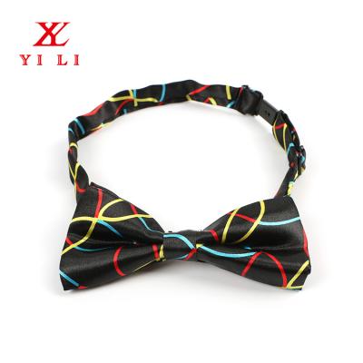 China YiLi Handmade Jacquard Woven Customized Silk Bow Tie Black for sale