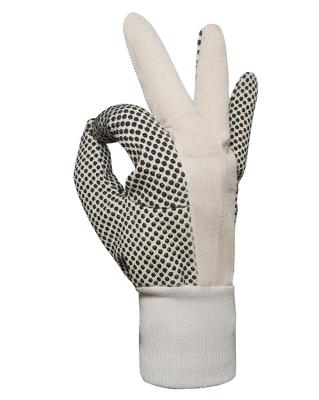 China Cotton drill glove with PVC dots on palm C28A for sale