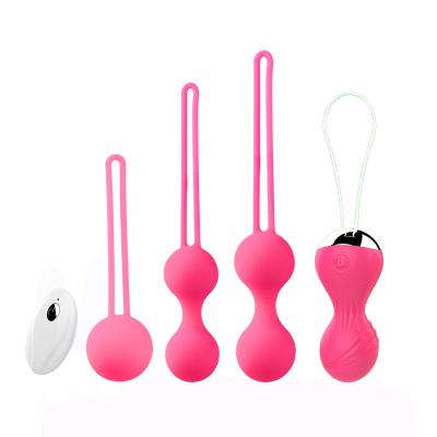 China cheap hot sale good quality remote control kegel ball 10 modes vibration distance set for women for sale