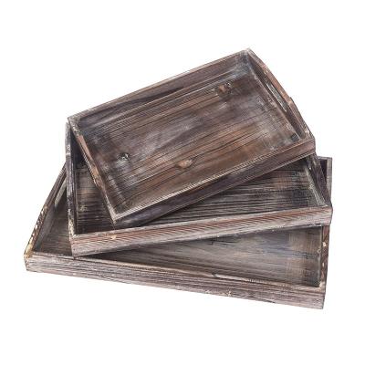 China Wholesale Price Wooden Double Faced Coffee Serving Tray Wooden Serving Trays for sale