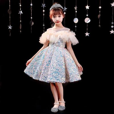 China 1-12 year old girls' princess yarn fluffy bridesmaid dress viable hot selling high-end foreign style sequined children's summer dress for sale