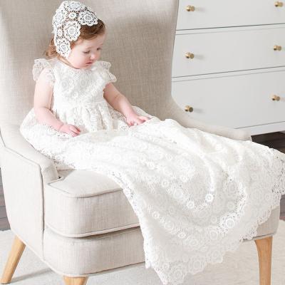 China Yalindars Anti-wrinkle Baby Birthday Dress White Lace Infant Baptism Al-fitr Easter Eid Toddler Christening Gown Long Dress For 3 24M Kid for sale