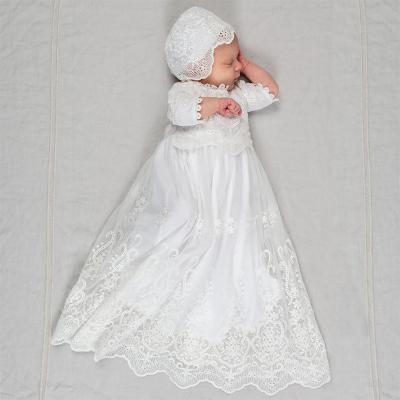 China Yalindars Anti-wrinkle Baby Fancy Dress Baptism Fancy White Infant Dress Kids First Birthday Party Long Dress Baptism Gown For 3 24M Kid for sale