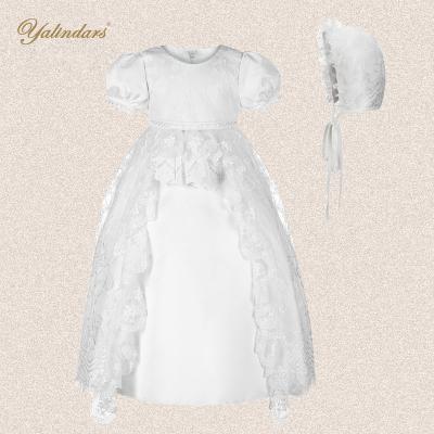 China Anti-wrinkle Yalindars Toddlers Eid Al-Fitr Dresses Lace Up Baby Shorts With Hat Dress Easter Baptism Baby Baptism Dresses For Infant for sale