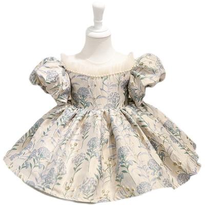 China Anti-wrinkle boutique girls princess dress summer new puff sleeve floral piano playing birthday dress tutu dress for sale