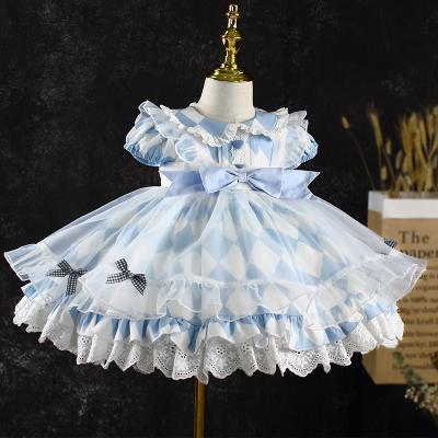 China Anti-wrinkle 2022 summer children's clothing new children's clothing lolita style princess skirt girl lolita plaid western dress for sale